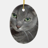 Russisch-graue Katze Keramik Ornament (Vorne)