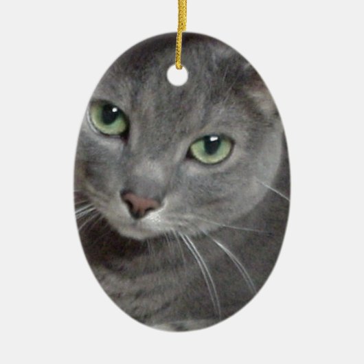 Russisch-graue Katze Keramik Ornament (Vorne)