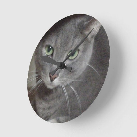Russisch-graue Katze Runde Wanduhr (Winkel)