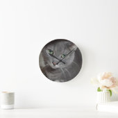 Russisch-graue Katze Runde Wanduhr (Zuhause)