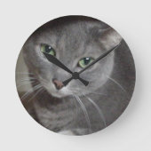 Russisch-graue Katze Runde Wanduhr (Vorderseite)