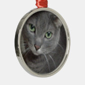 Russisch-graue Katze Silbernes Ornament (Rechts)