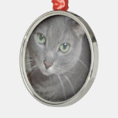 Russisch-graue Katze Silbernes Ornament (Links)