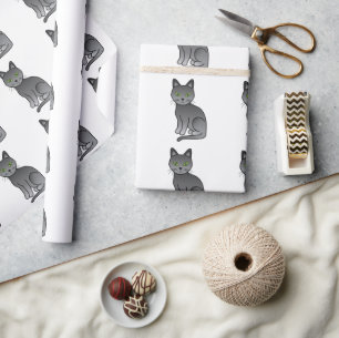 Russisch Niedlicher Cartoon Cat Pattern Geschenkpapier