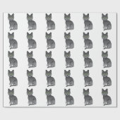 Russisch Niedlicher Cartoon Cat Pattern Geschenkpapier (Flach)