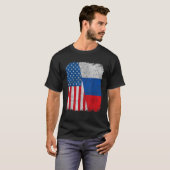 Russische Amerikanische Flagge Halbe USA Russland T-Shirt (Vorne ganz)