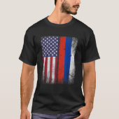 Russische Amerikanische Flagge Russland Amerika Ge T-Shirt (Vorderseite)