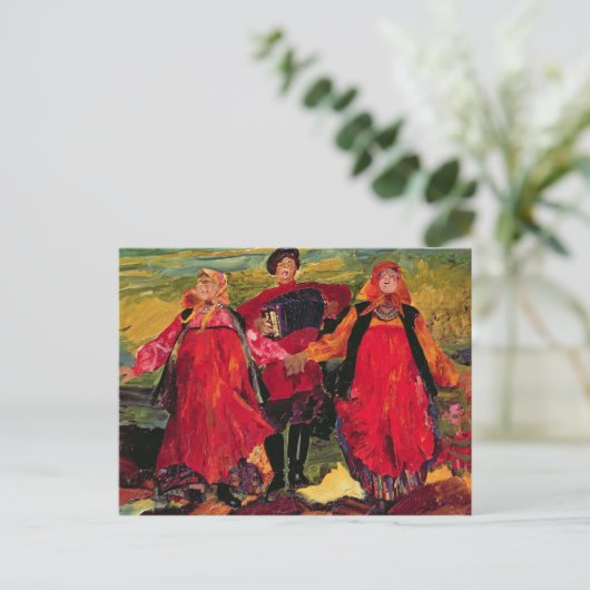 Russische Bauern singen Postkarte (Stehend Vorderseite)