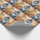 Russische Blaue Katze Herbst Verlassene Erntedank Geschenkpapier (Ecke)