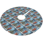 Russische Blaue Katze im Schnee Weihnachten Polyester Weihnachtsbaumdecke (Schrägansicht)