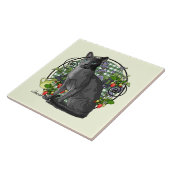 Russische blaue Katze mit Beeren Fliese (Seite)