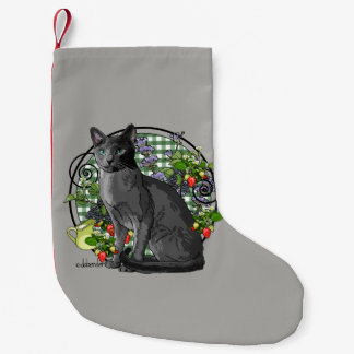 Russische blaue Katze mit Beeren Kleiner Weihnachtsstrumpf