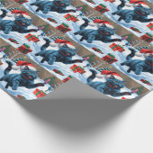 Russische blaue Katze mit Weihnachtsmütze Geschenkpapier (Ecke)