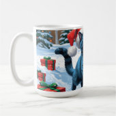 Russische blaue Katze mit Weihnachtsmütze Kaffeetasse (Links)