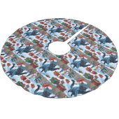 Russische blaue Katze mit Weihnachtsmütze Polyester Weihnachtsbaumdecke (Schrägansicht)