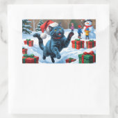 Russische blaue Katze mit Weihnachtsmütze Rechteckiger Aufkleber (Tasche)