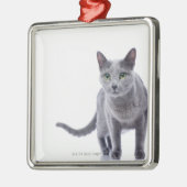 Russische blaue Katze Silbernes Ornament (Links)