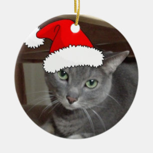 Russische Blaue Katze Weihnachten Keramik Ornament
