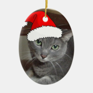 Russische Blaue Katze Weihnachten Keramik Ornament