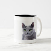 Russische blaue Katze Zweifarbige Tasse (VorderseiteRechts)