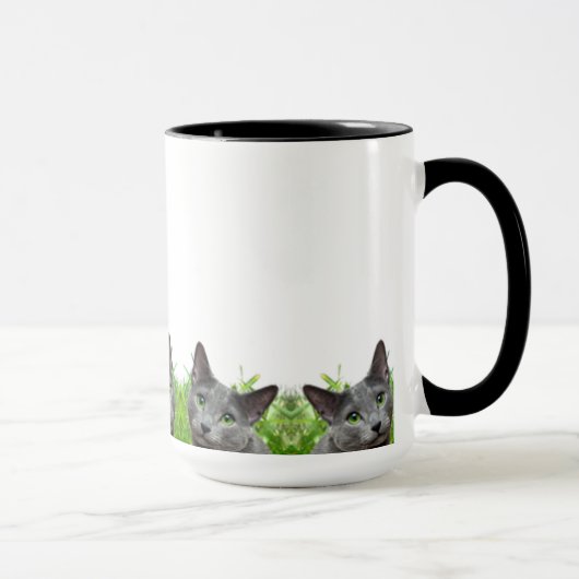 Russische blaue Katzen-klassische weiße Tasse (Rechts)