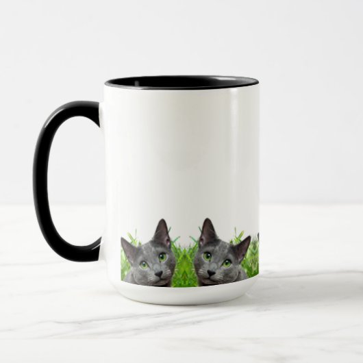 Russische blaue Katzen-klassische weiße Tasse (Links)