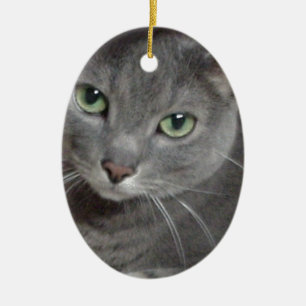 Russische Blauer Graukatze Keramik Ornament