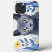 Russische Blaukatzengelbe Blumen Case-Mate iPhone Hülle (Rückseite)