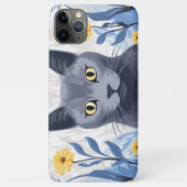 Russische Blaukatzengelbe Blumen Case-Mate iPhone Hülle (Rückseite)