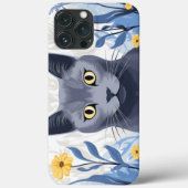 Russische Blaukatzengelbe Blumen Case-Mate iPhone Hülle (Rückseite)