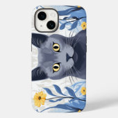 Russische Blaukatzengelbe Blumen Case-Mate iPhone Hülle (Rückseite)