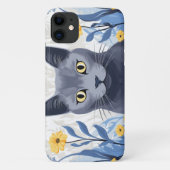 Russische Blaukatzengelbe Blumen Case-Mate iPhone Hülle (Rückseite)
