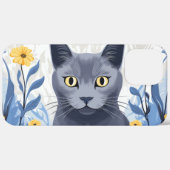 Russische Blaukatzengelbe Blumen Case-Mate iPhone Hülle (Rückseite / Rechts)