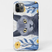 Russische Blaukatzengelbe Blumen Case-Mate iPhone Hülle (Rückseite)