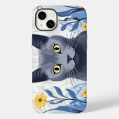 Russische Blaukatzengelbe Blumen Case-Mate iPhone Hülle (Rückseite)