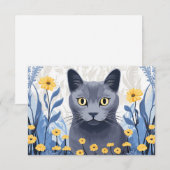 Russische Blaukatzengelbe Blumen Dankeskarte (Vorne/Hinten)