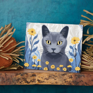 Russische Blaukatzengelbe Blumen Fotoplatte