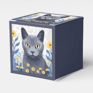 Russische Blaukatzengelbe Blumen Geschenkschachtel