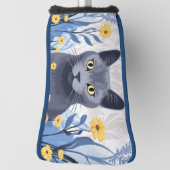 Russische Blaukatzengelbe Blumen Golf Headcover (Rotieren 90)