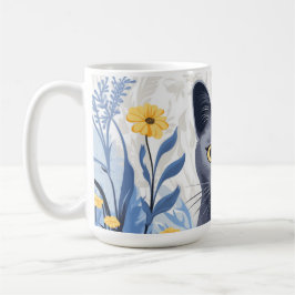 Russische Blaukatzengelbe Blumen Kaffeetasse
