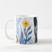 Russische Blaukatzengelbe Blumen Kaffeetasse (Links)
