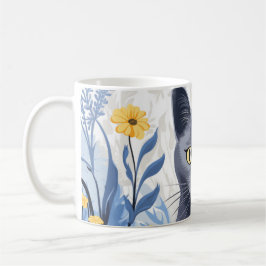 Russische Blaukatzengelbe Blumen Kaffeetasse