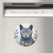 Russische Blaukatzengelbe Blumen Magnet (In Situ (Geschirrspüler))