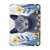 Russische Blaukatzengelbe Blumen Magnet (Vertikal)