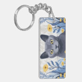 Russische Blaukatzengelbe Blumen Schlüsselanhänger (Vorderseite links)