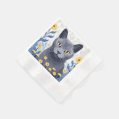 Russische Blaukatzengelbe Blumen Serviette (Ecke)