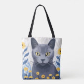 Russische Blaukatzengelbe Blumen Tasche (Rückseite)