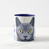 Russische Blaukatzengelbe Blumen Tasse (Zentrum)