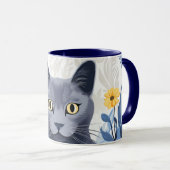 Russische Blaukatzengelbe Blumen Tasse (VorderseiteRechts)