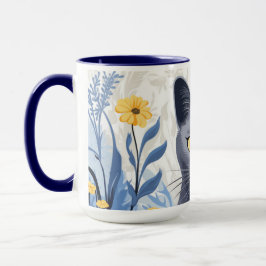 Russische Blaukatzengelbe Blumen Tasse